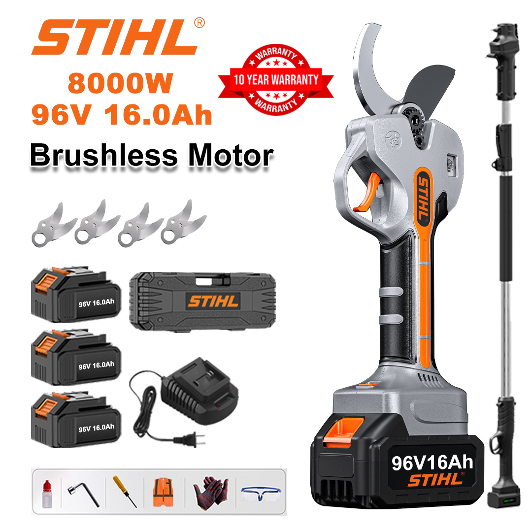 [Hosszabbító rúd 1,5~5 m] 8000 W-os szénkefe nélküli lítium akkumulátoros metszőolló + 96 V-os 16 Ah-s akkumulátor * 3 db + SK9 ötvözetből készült penge * 4 db + töltő + LED teljesítménykijelző + szerszámosláda + kenőolaj + védőszemüveg + 10 év garancia